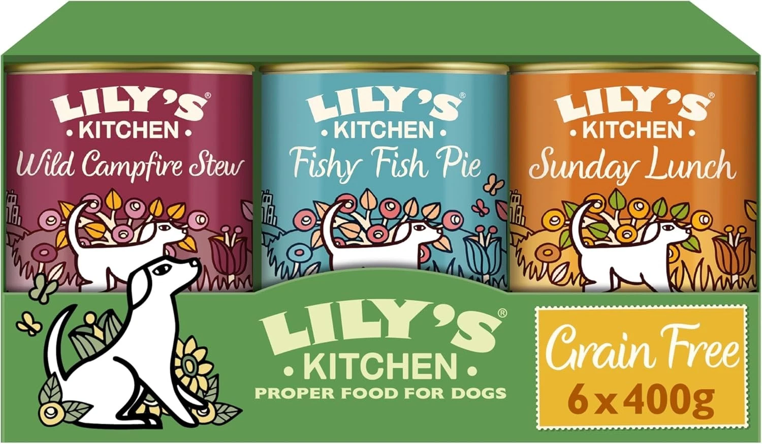Lily's Kitchen Natural Adult Wet Dog Food Tins Grain-Free Recipe Variety Pack 6
