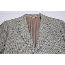Vintage Harris Tweed Sport Coat Blazer Size 40R 40s Beige Donegal Weave Made UK
