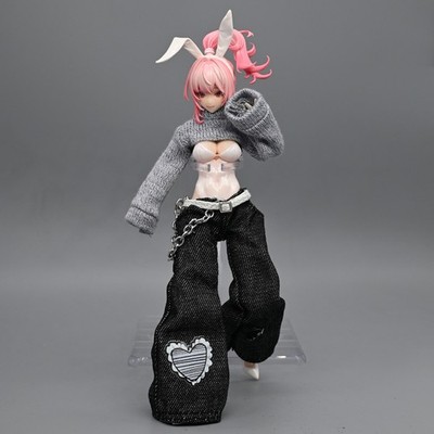 1/12 Machine Girl Grey Short Sweater+ Jeans For 6'' SHF Figma Snail Shell Figure