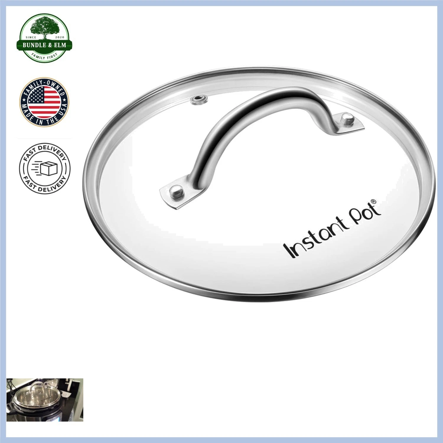 9.1-Inch Tempered Glass Lid for 6-Quart Cooking Pot with Stainless Steel Handle