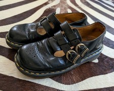 Dr. Martens 8065 Mary Jane Double Strap Doc Made In England Size UK 5 Black GUC