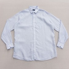 Proper Cloth Light Blue Fine Stripe Washed Linen Button Down Shirt Men 17.7 38.5