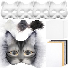 Blank Cat Mask DIY Therian Kit Felt Fabric Plush Faux Fur Eye Mesh Included NEW