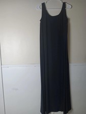 Eileen Fisher Dress Womens Small Black Silk Maxi Tank Sleeveless Scoop Neck