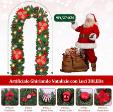 Ghirlanda Natalizia Bianca Metallic 4x2m Con Tulle E Fiocchi - Decorazione Luminosa Per Albero, Scale E Feste