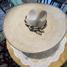 Vintage Wide Brim Mexican Sombrero With Horse Hair Band 1970 Small Hat Size See