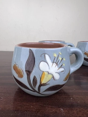 VTG Mid Century Stangl Pottery Golden Harvest Coffee Tea Cups Set Of 4 - 4.75"