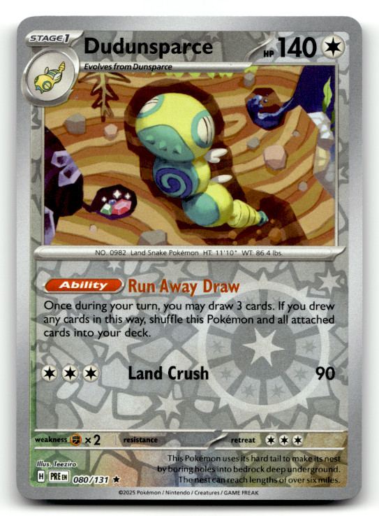 Dudunsparce 080/131 Reverse Holo Rare SV: Prismatic Evolutions LP