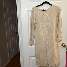 Chaps Glittering Gold Cable-Knit Sweater Dress