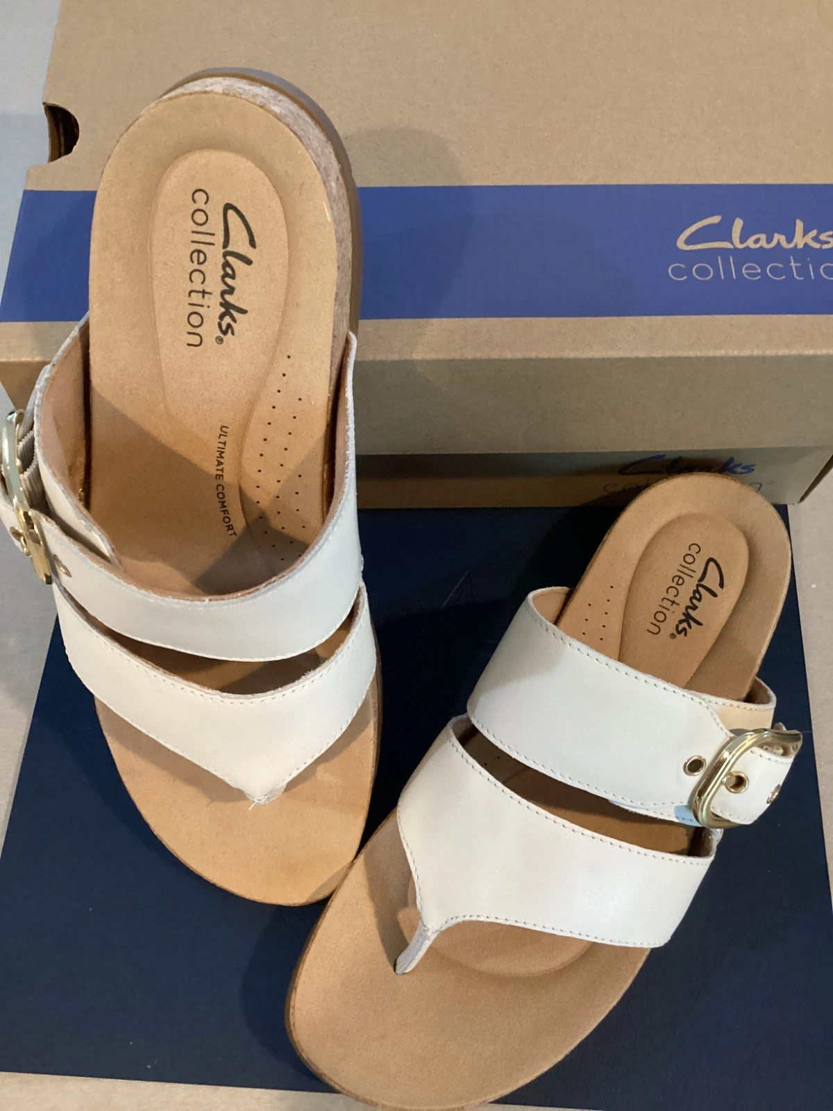 Clarks Donna Reileigh Park Off Pelle Bianco 7 M