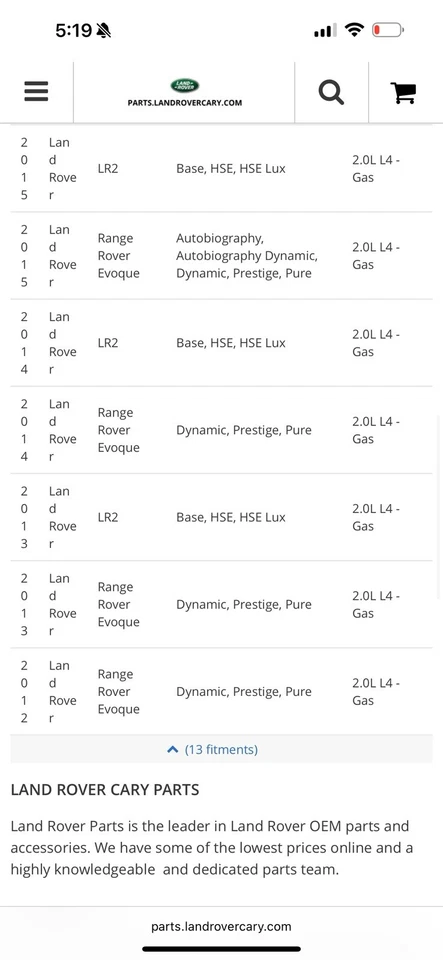Pieza de bomba de vacío # LRO47384 para Land Rover/Range Rover 2012-2018. Pieza de distribuidor. Foto 3 de 4