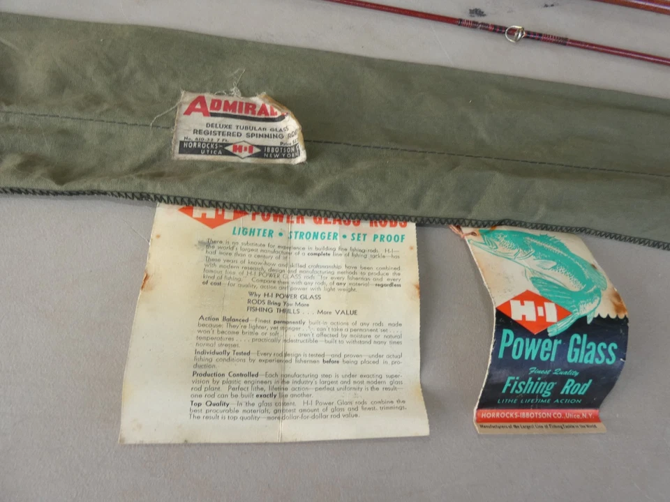 Caña de pescar giratoria Horrocks Ibbotson Admiral HI-Power Glass 7 pies 2 piezas DE COLECCIÓN Foto 2 de 4
