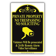 Private Property No Trespassing No Soliciting Violators Aluminum Metal sign