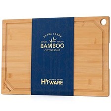Large Bamboo Cutting Board Heavy Duty Chopping Board with Juice Groove, 18"x12"