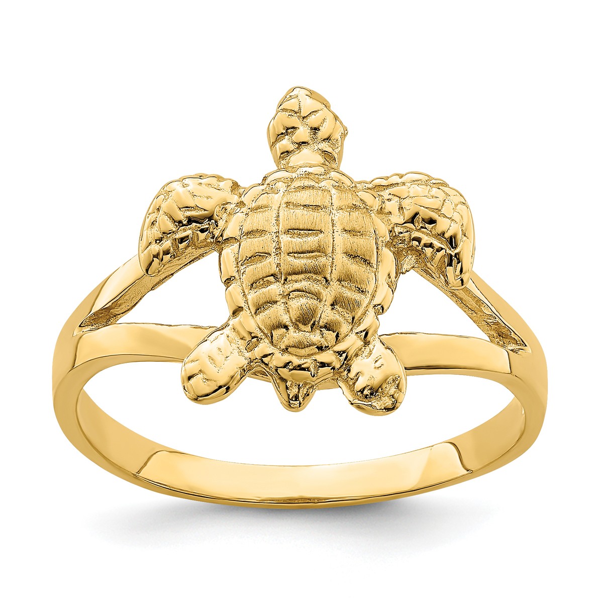 14k Yellow Gold Solid Textured Sea Turtle Ring 14k Yellow Gold Solid Textured Sea Turtle Ring