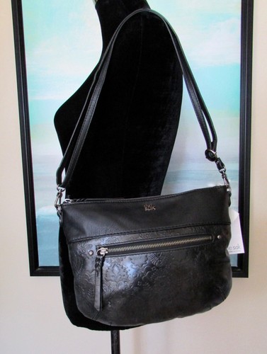 floral embossed leather bag