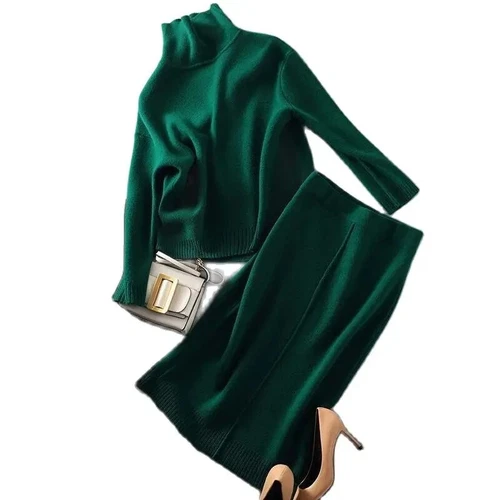 Autumn suit skirt 2 piece skirt set women winter sweater 2 piece outfit Sweater - Picture 14 of 28