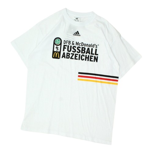 German Adidas Football Shirt | Fussball Abzeichen Mens White Sports Tshirt
