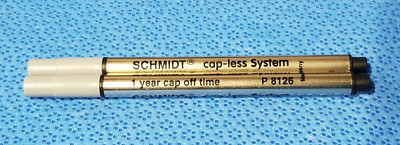 2x Schmidt 8126P Short Capless Rollerball Refill - Black Ink (Fine Tip 0.6mm)