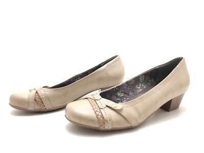 Jenny Damen Pumps High Heels Absatzschuhe Blockabsatz Komfortschuhe Beige Gr. 37