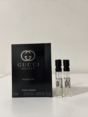 GUCCI GUILTY PARFUM Pour Homme Men's Cologne Spray SAMPLE vials Lot of 2