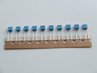 5/10/50 St. Kondensatoren MEB 10nF 100VDC J (+/-5%), P=5mm, 7,2x6,5x2,5mm neu