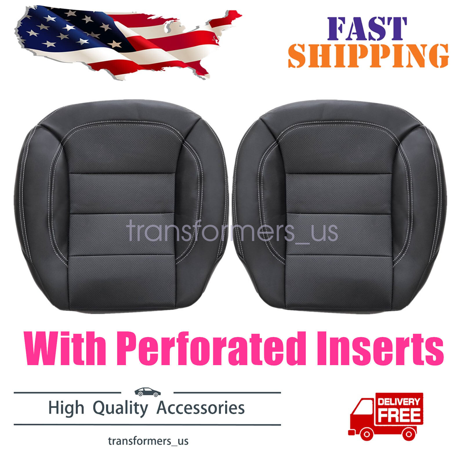 New For 2012-15 Mercedes Benz ML Driver & Passenger Bottom PERF Seat Cover Black