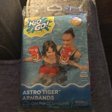 H20Go ASTRO Tiger Armbands For Fun In the Pool Safety 1 Pair Ages 3-6 42-132 Lbs