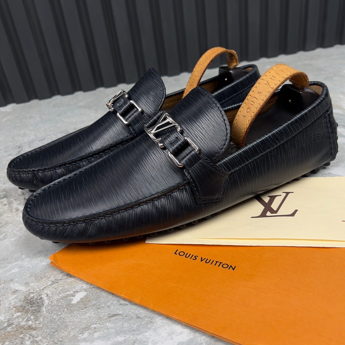 Louis Vuitton Hockenheim Driving Moccasin Blue Epi Leather 8.5 LV