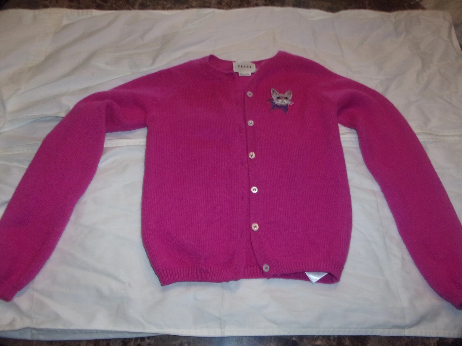 Pull cardigan chat rose fille Gucci taille 8