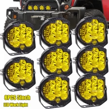 8PCS 5inch LED Work Light Pods Spot Flood Combo Fog Lamp Off-road Driving Car