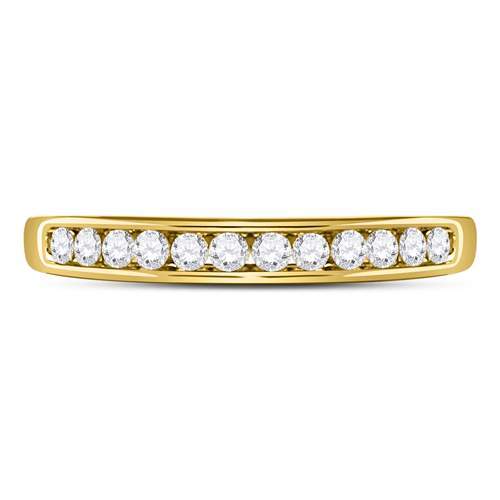 14kt Gelbgold Damen runder Diamant Hochzeit Kanal Set Band 1/4 cttw Größe - Bild 1 von 4