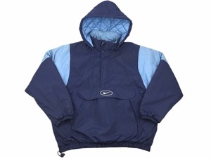 Vtg Nike XL Blue Puffer Kangaroo Anorak Pocket Insulated Zip Hood Coat | eBay