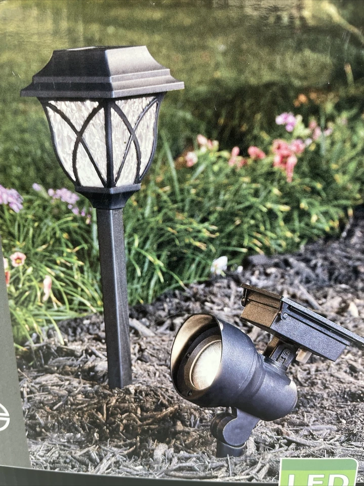 Portfolio 6 piezas Kit de 6 luces de paisaje Iluminación LED integradas solares negras Foto 3 de 4