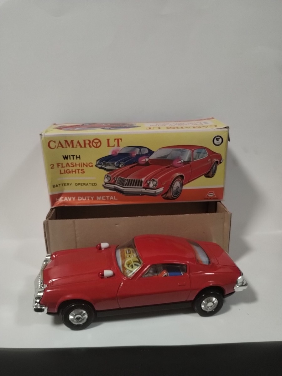 Vintage ASAHI Chevrolet Camaro LT Red Tin Car Battery Operated
