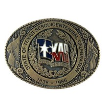 State of Texas Sesquicentennial Celebration Brass Belt Buckle 1836-1986 17758