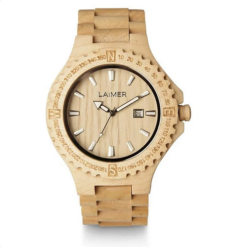 Laimer Wood Watch acero orologio tempo e data in legno naturale da uomo  0011 | eBay