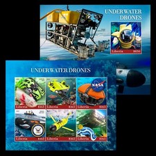 Underwater Drones MNH Stamps 2022 Liberia M/S + S/S
