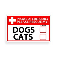 Dog Cat Emergency Pet Alert 911 Rescue Window Sticker First Rescue Fire Safety