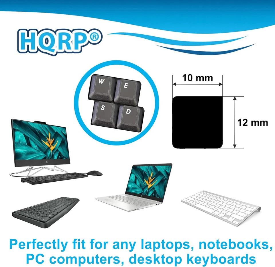 Tastiera rivestita HQRP UK US gialla lettere adesive nero PC laptop - Immagine 3 di 4