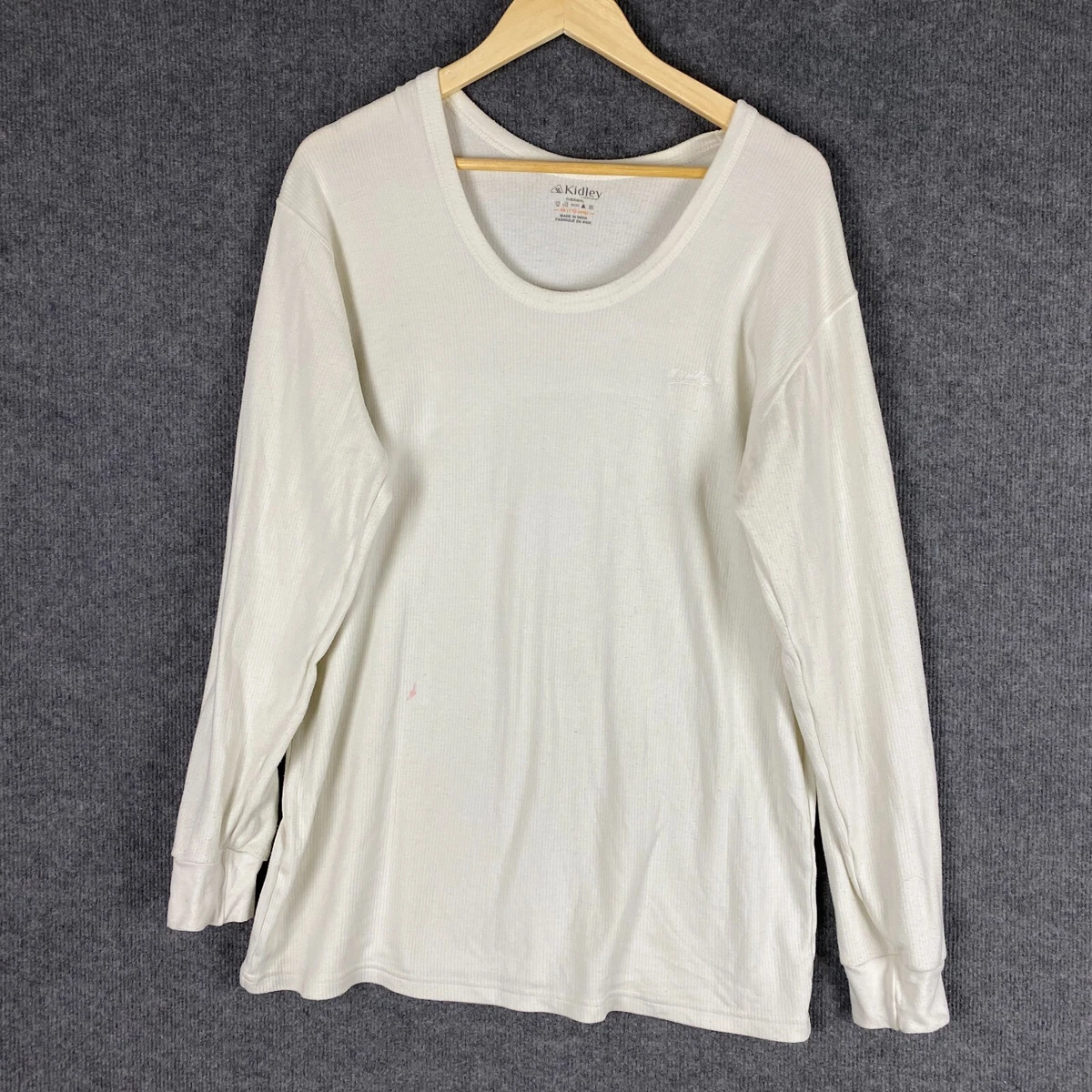 Kidley Thermal Shirt Womens 44 2XL White Top Long Sleeves Long Length Adult