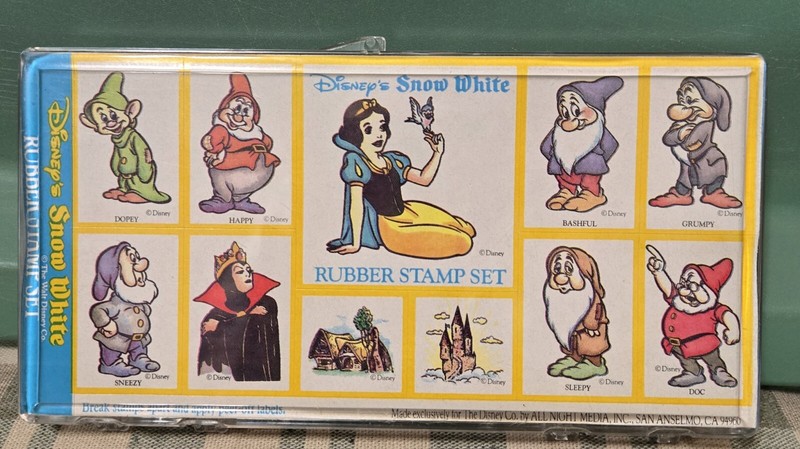 Vintage Snow White & The Seven Dwarfs Rubber Stamp Set 11 piece  NIB