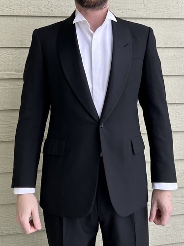 Vintage Hickey Freeman Black Shawl Collar Lapel Tuxedo Formal Suit, Size 38/39 M - Picture 3 of 24