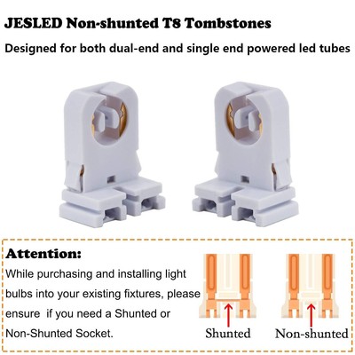 20PCS Non-Shunted Tombstones Fluorescent Lamp Holders - For LED Tube Replacements, 250V, 2A, White, Easy Install