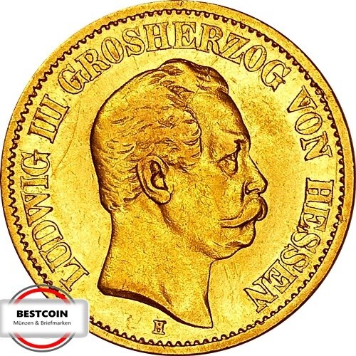 J216 10 Mark HESSEN Ludwig 3 von 1876 H in SS 1667
