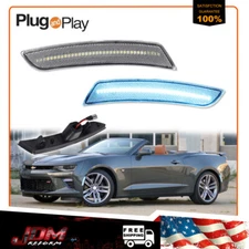 For 2016-2023 Chevy Camaro Clear Ice Blue LED Side Marker Light Fender Lamps 2X