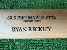 SAN FRANCISCO GIANTS RYAN RECKLEY GAME USED AUTOGRAPHED CRACKED BASEBALL BAT