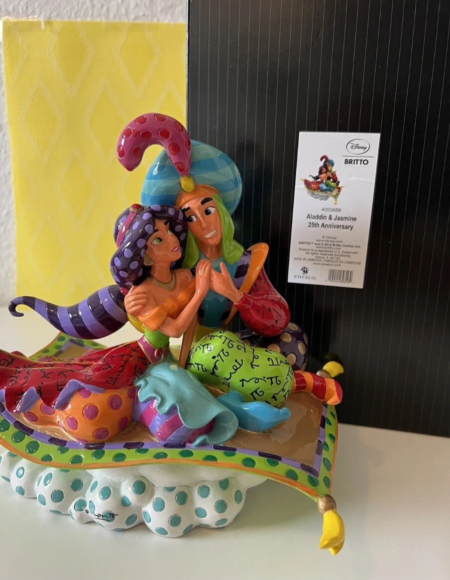🔥🚨Disney Enesco Romero Britto Figure Aladdin & Jasmine