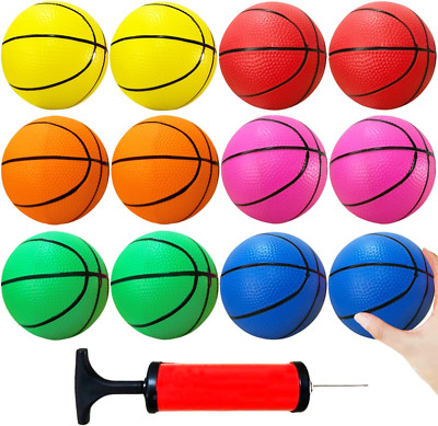12 Pcs 5 Inch Mini Basketballs,Colorful Rubber Inflatablebasketball,Pool Kick Ba
