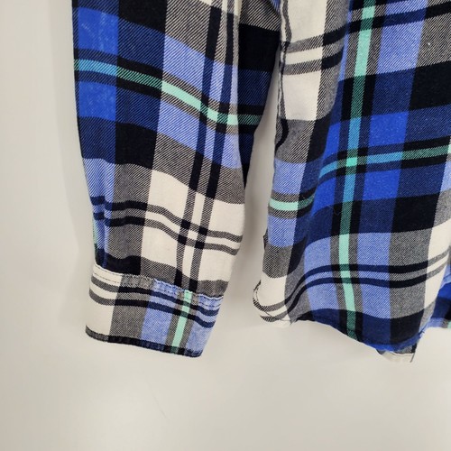 American Eagle Womens Long Sleeve Button Up Plaid Boyfriend Shirt Sz S Blue - Bild 3 von 9